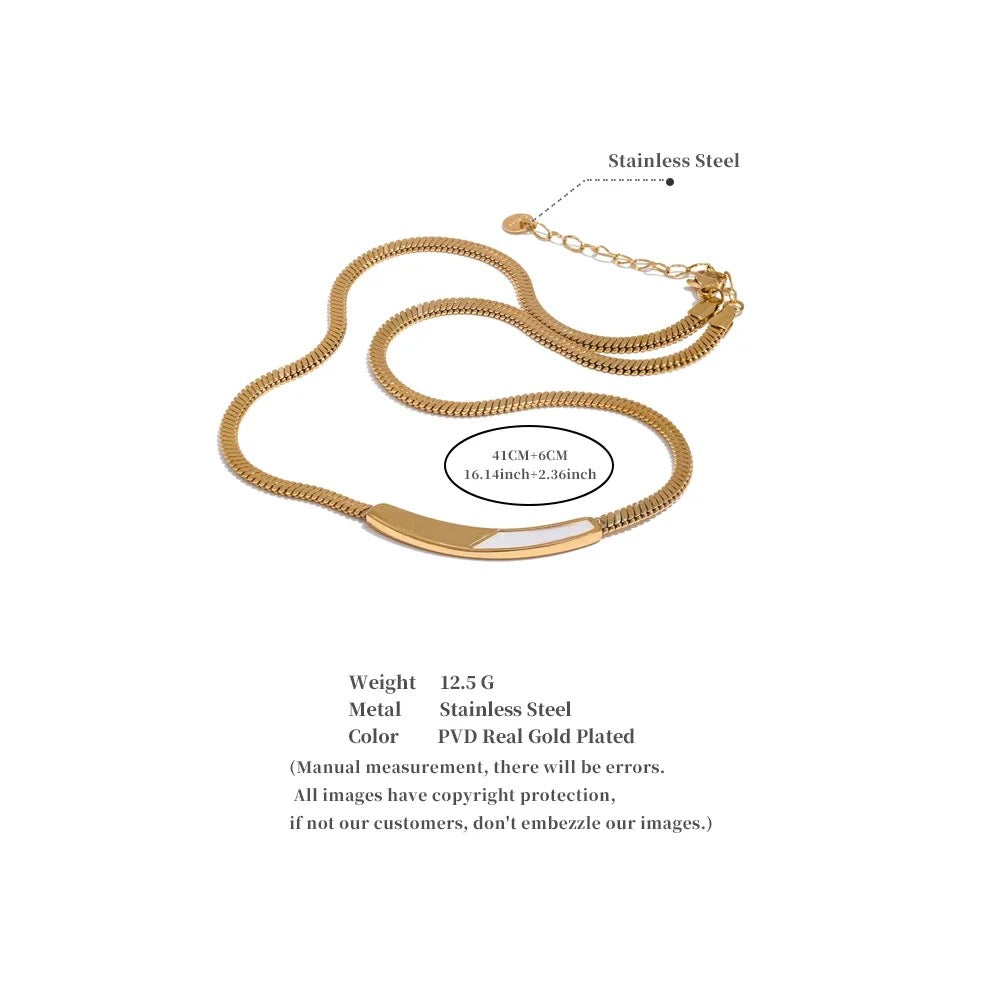 Gold White Boat Necklace