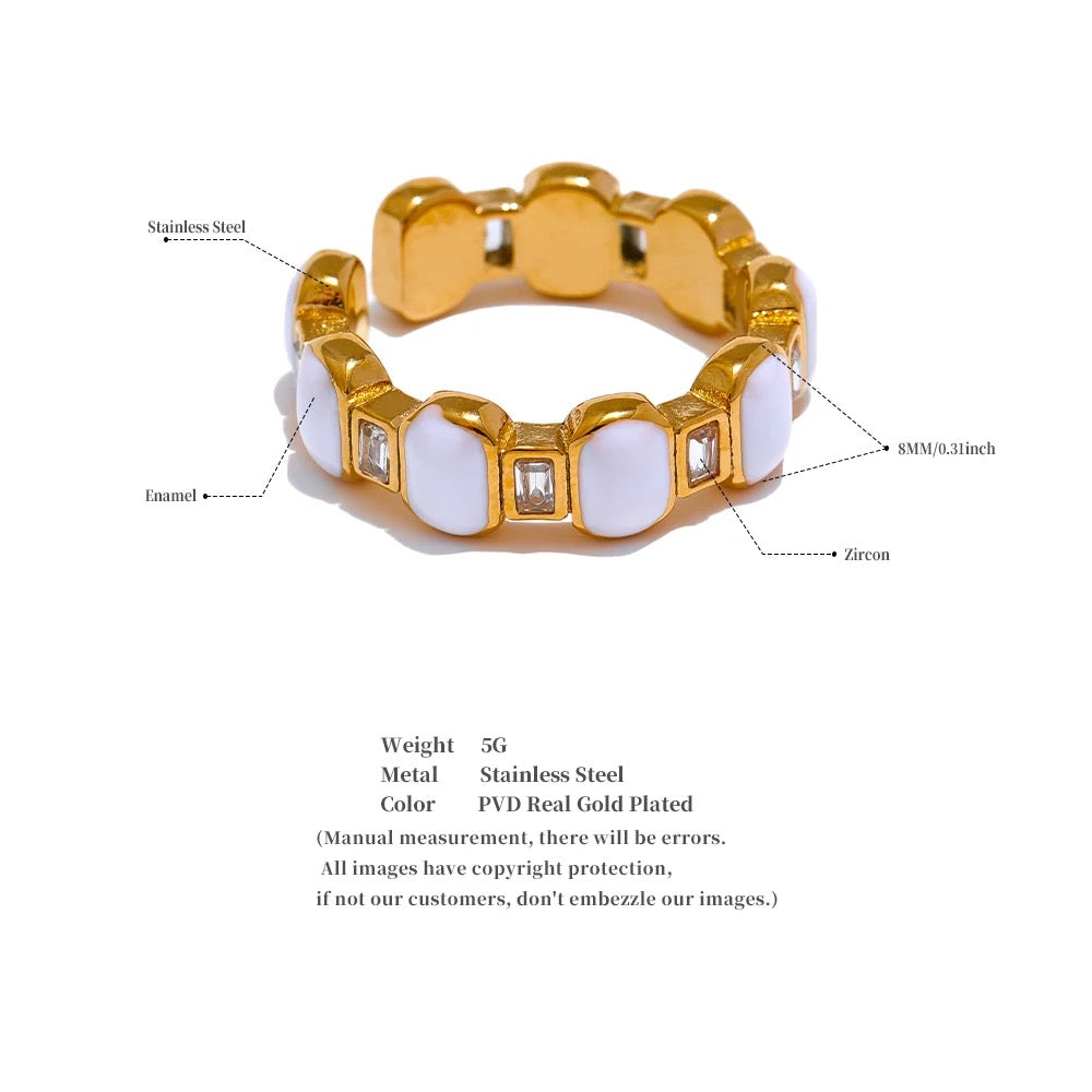 Gold White Cuff Ring