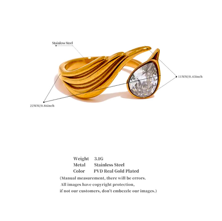 Zirconia Feather Ring