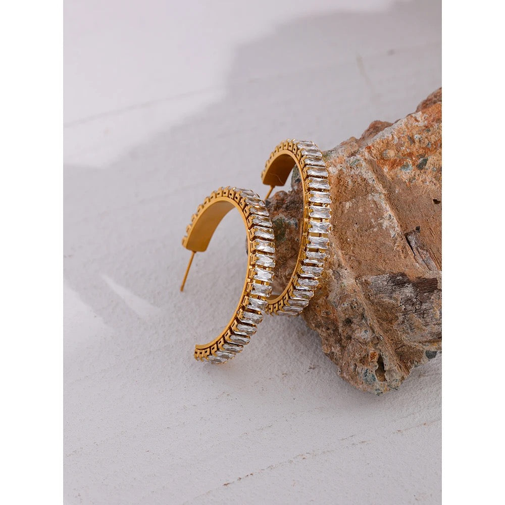 Zirconia Hoop Earrings