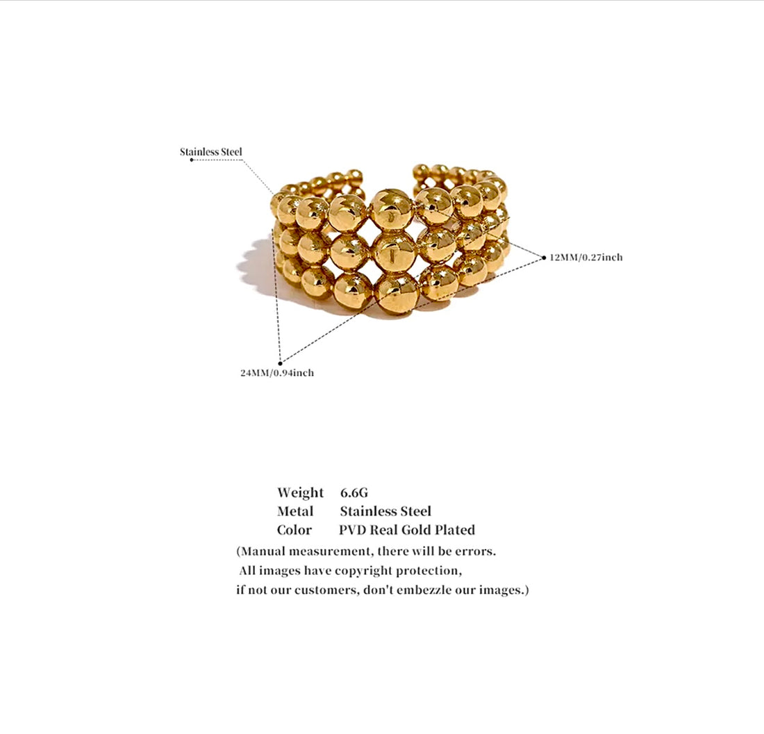 Round Beaded Three Layer Ring