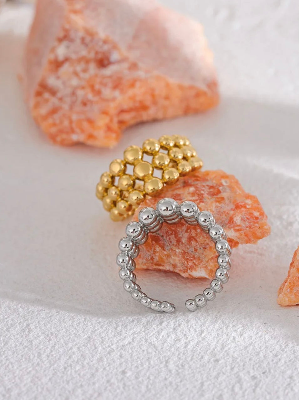 Round Beaded Three Layer Ring