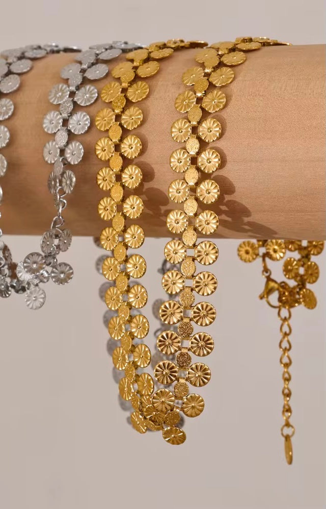 Coin Flower Chain Necklace