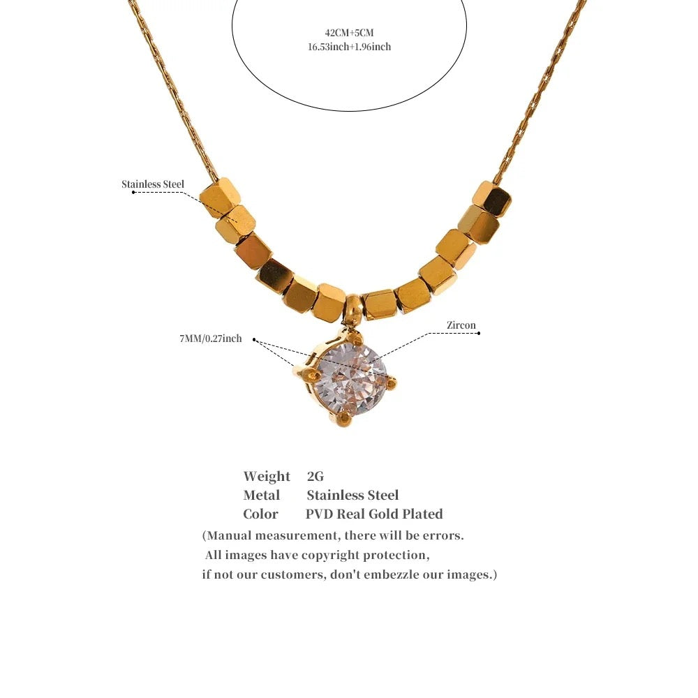 Gold Cubes Zircon Necklace