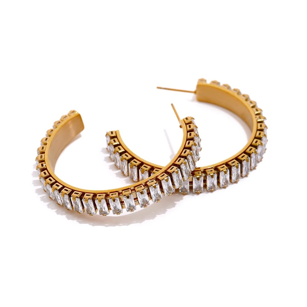 Zirconia Hoop Earrings