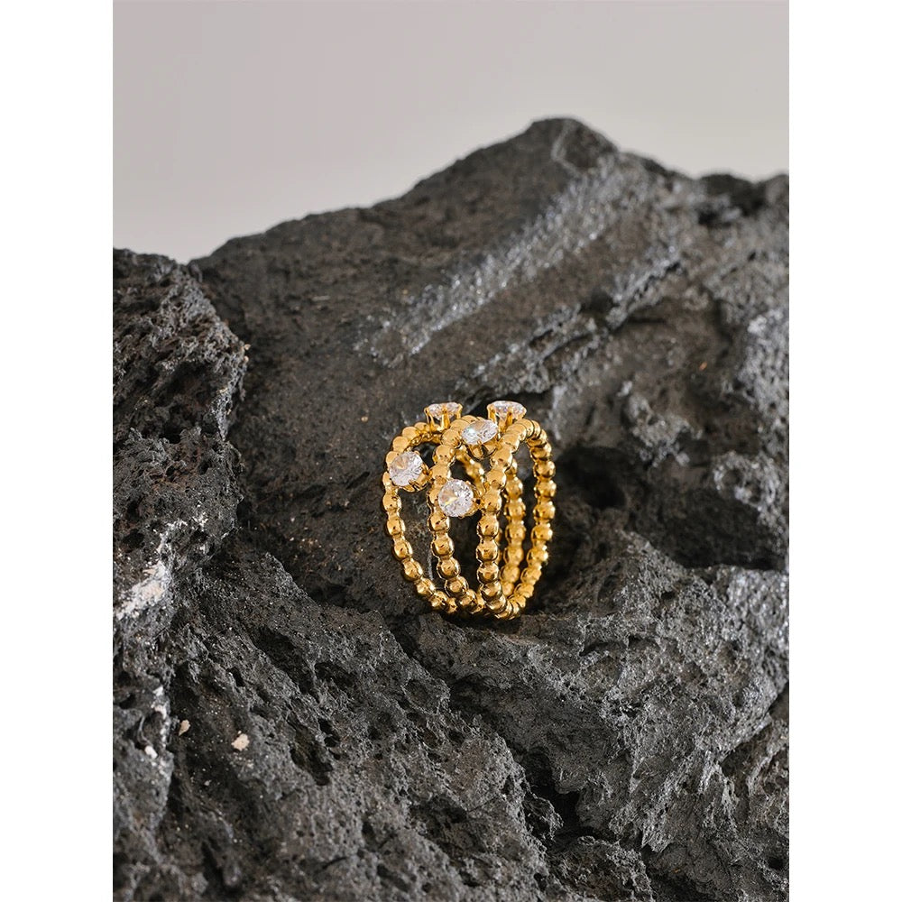 Three Layer Zircon Ring