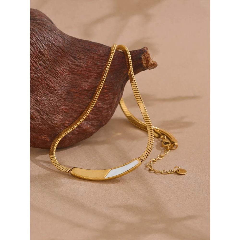 Gold White Boat Necklace