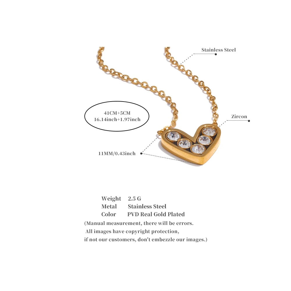 Round Zirconia Heart Necklace