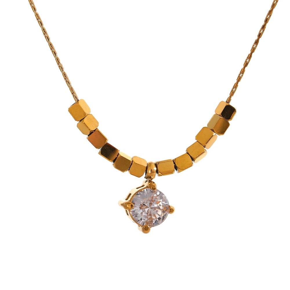 Gold Cubes Zircon Necklace