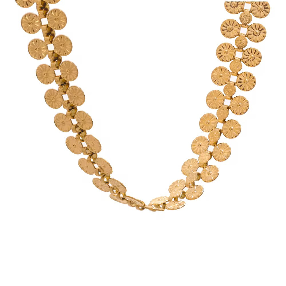 Coin Flower Chain Necklace