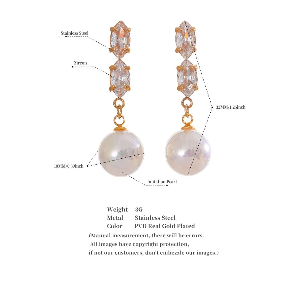 Chandelier Zirconia Pearl Earrings