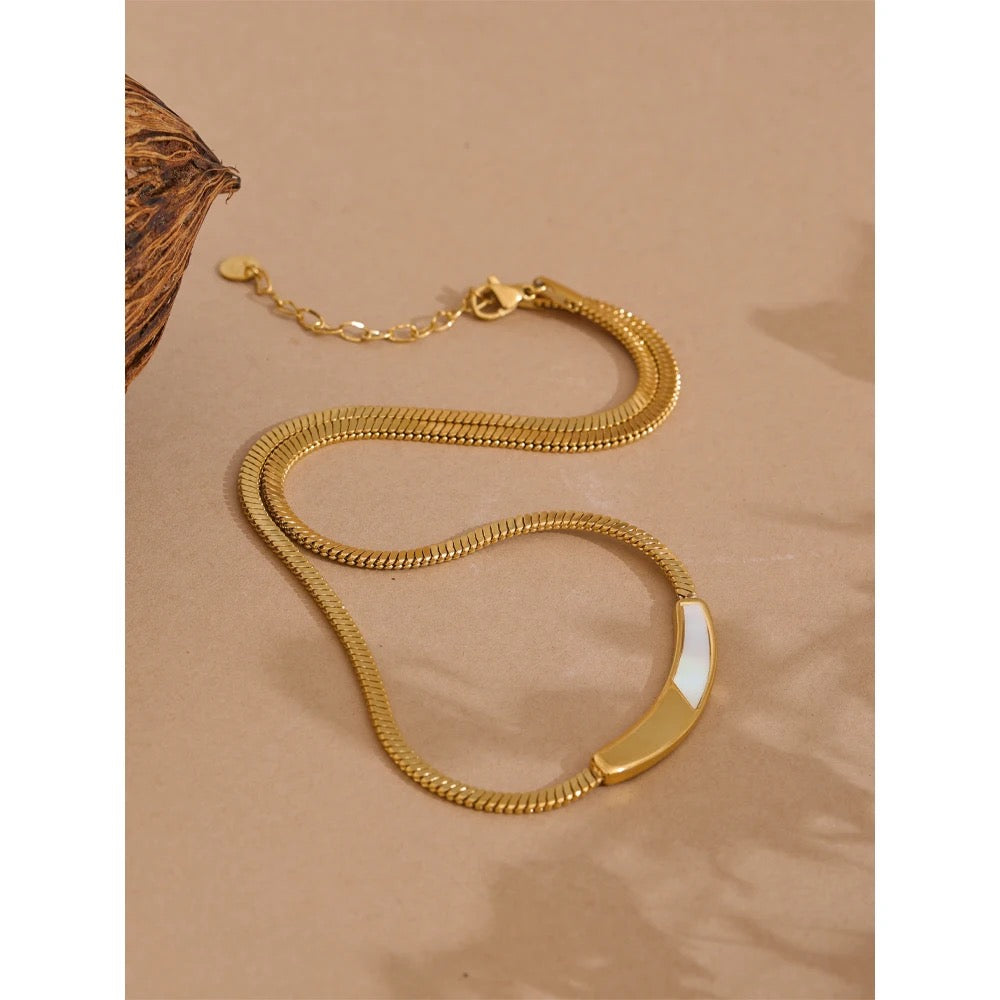 Gold White Boat Necklace