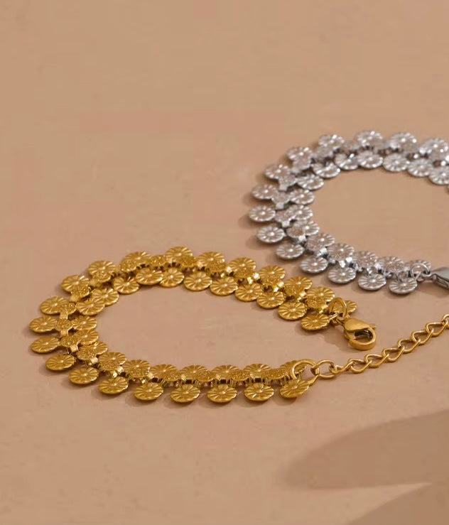 Coin Flower Chain Bracelet