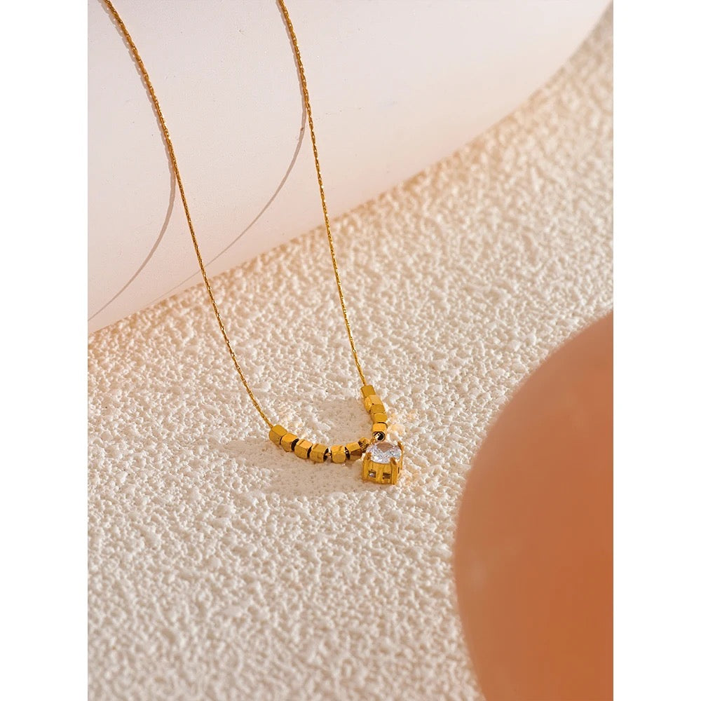 Gold Cubes Zircon Necklace