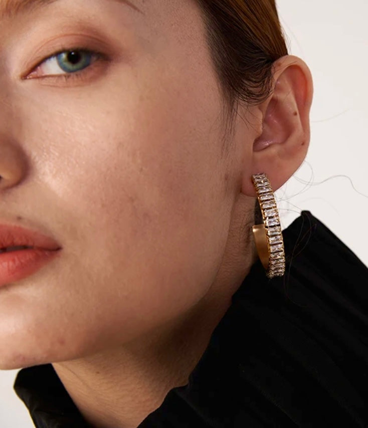 Zirconia Hoop Earrings