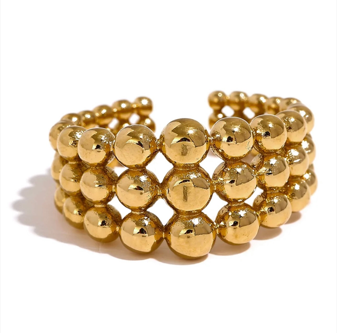 Round Beaded Three Layer Ring