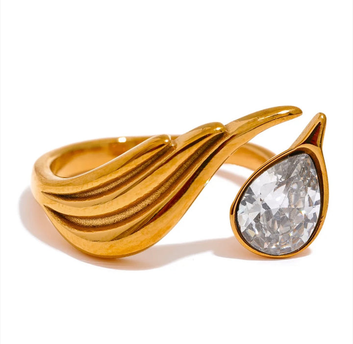 Zirconia Feather Ring