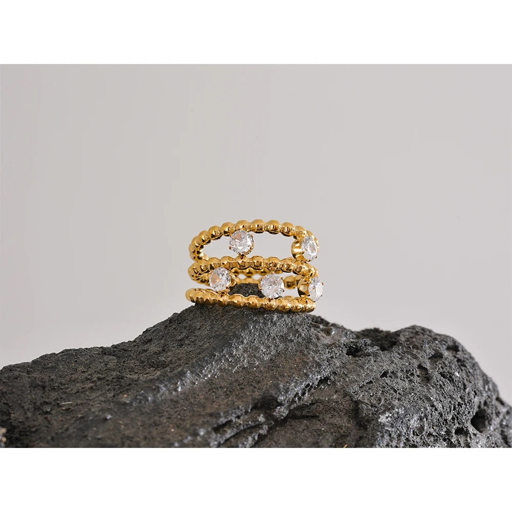 Three Layer Zircon Ring