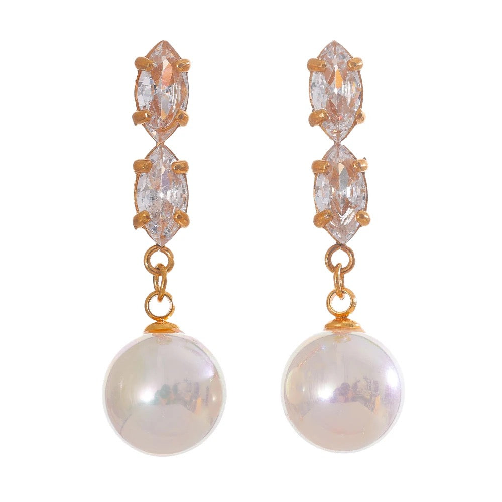 Chandelier Zirconia Pearl Earrings