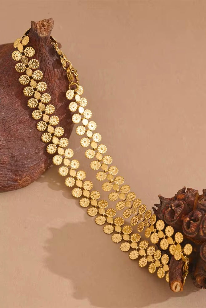 Coin Flower Chain Necklace
