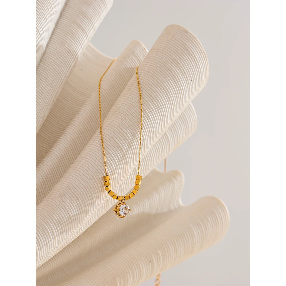 Gold Cubes Zircon Necklace