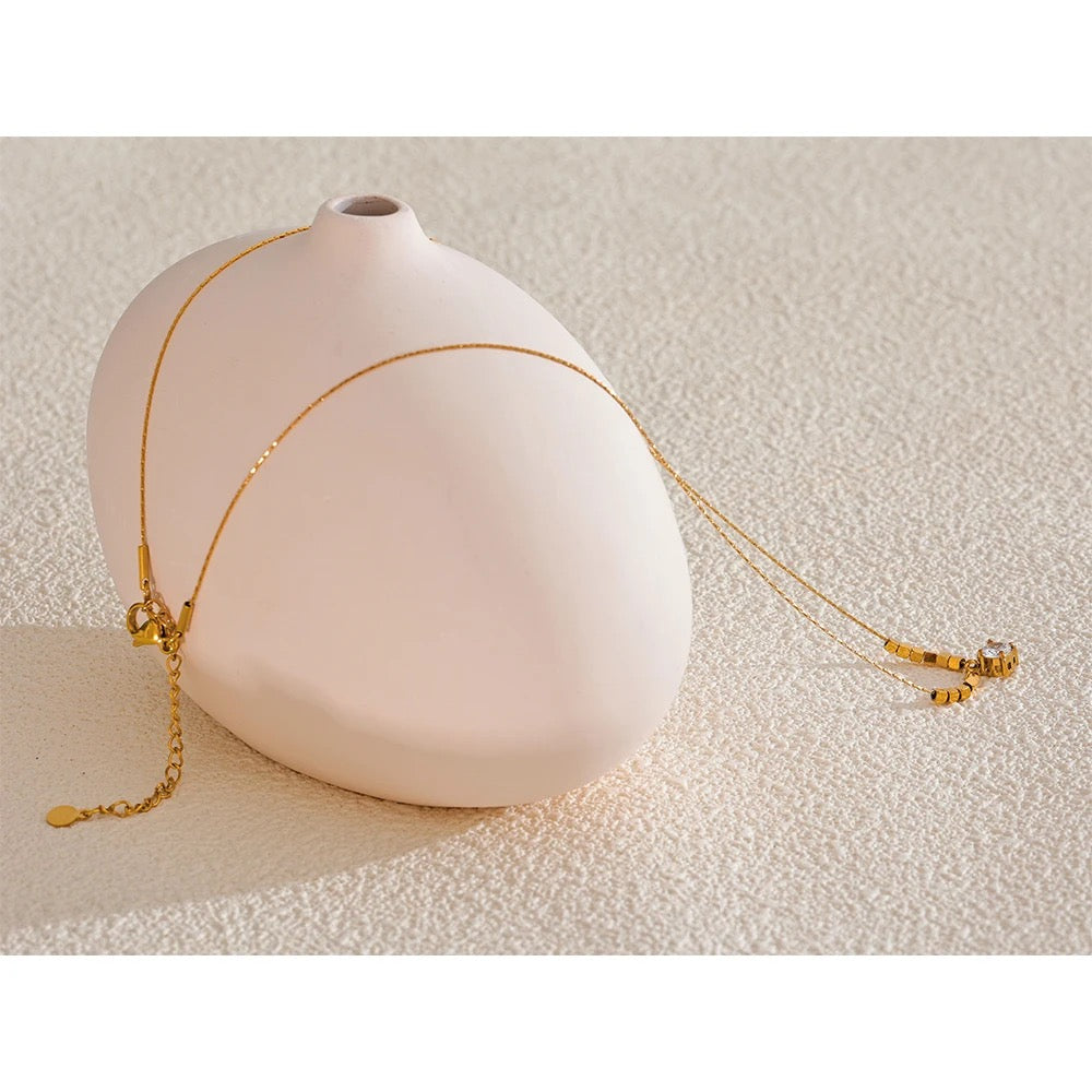 Gold Cubes Zircon Necklace