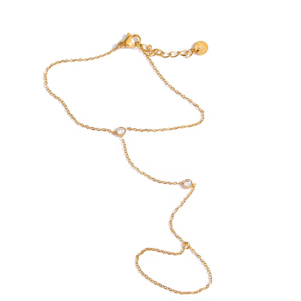Bi-zircon Finger Bracelet