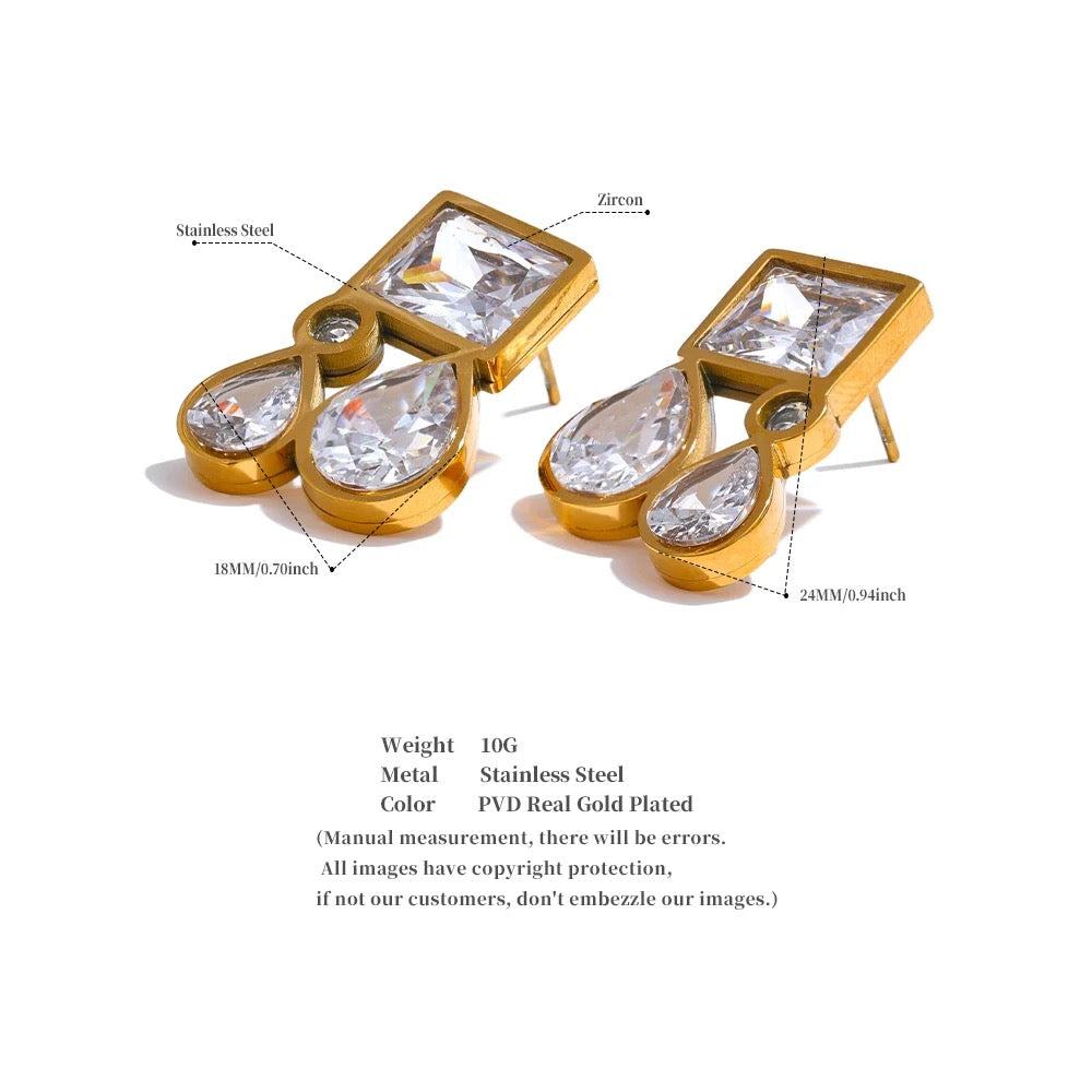 Square Tear Drops Earrings
