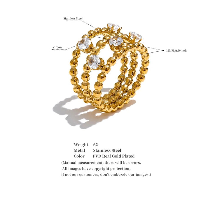 Three Layer Zircon Ring