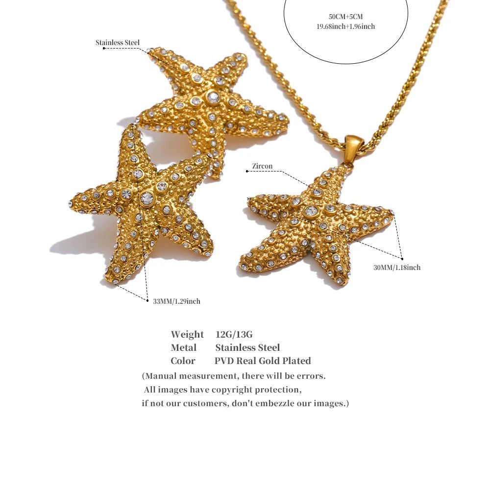 Zirconia Starfish Necklace