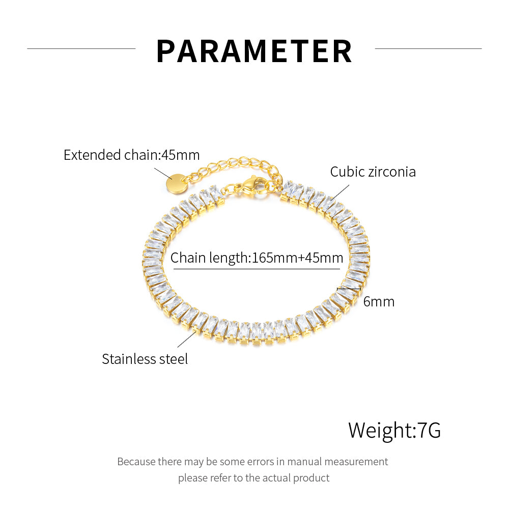 Square Zirconia Stone Bracelet