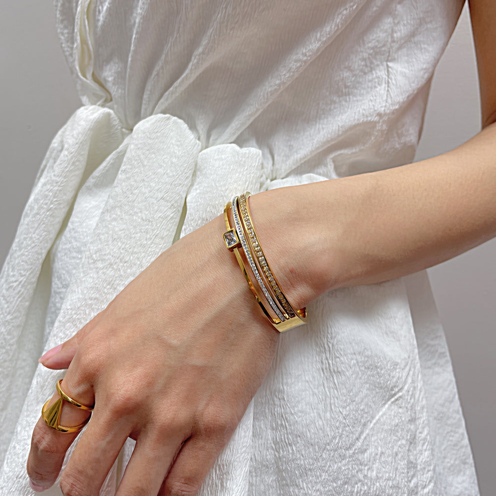 Rhinestone Three Layered Bracelet