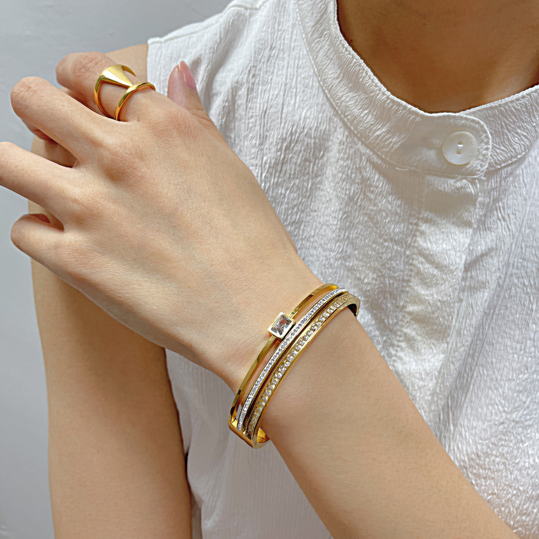 Rhinestone Three Layered Bracelet