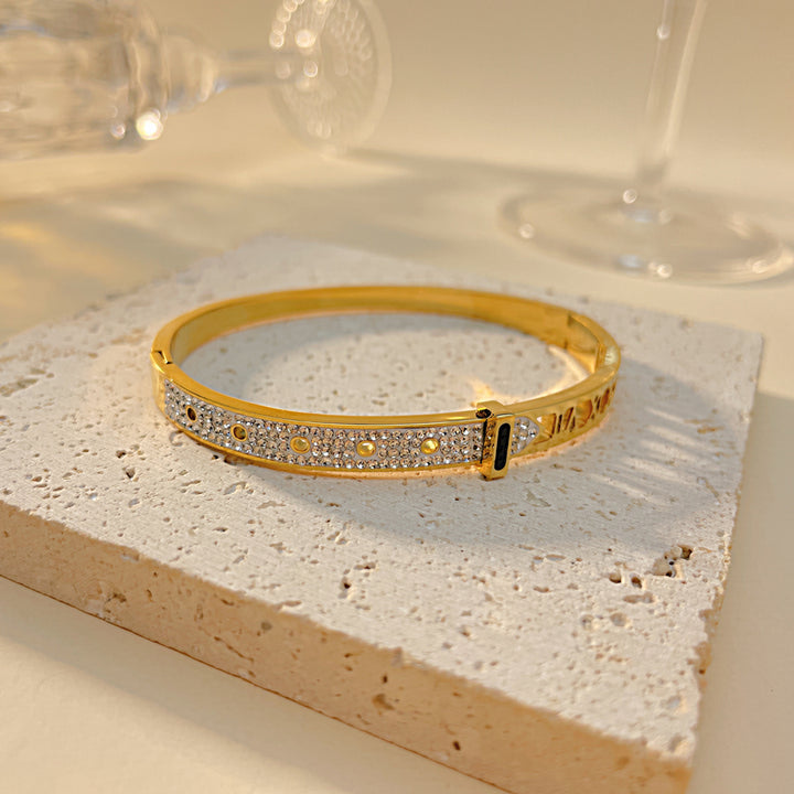 Roman Numeral Zirconia Bangle