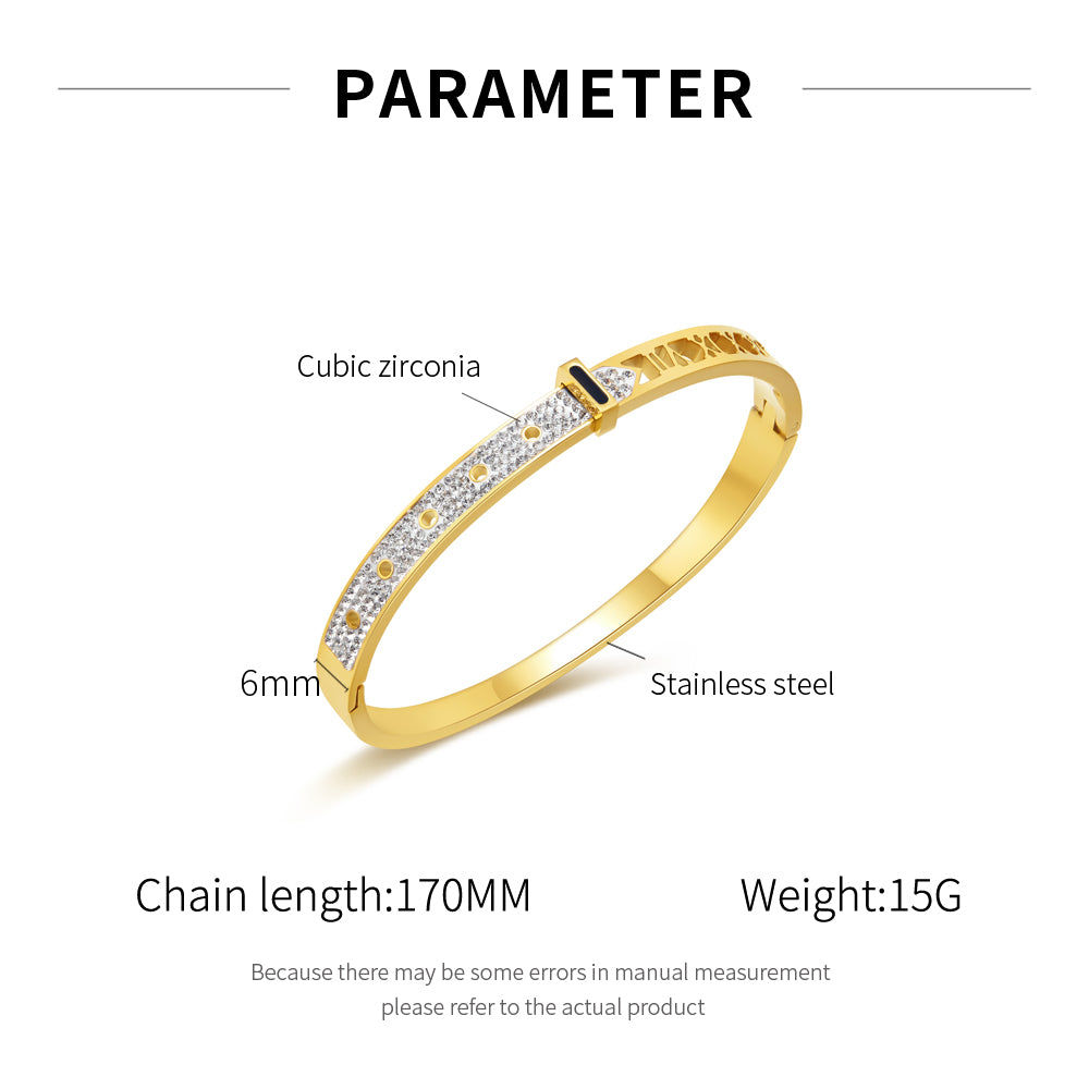 Roman Numeral Zirconia Bangle